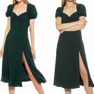 ALEXIA ADMOR Dark Green Gracie Fit & Flare Midi Dress